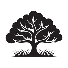 Silhouette Tree Vector Oak Tree Illustration Nature Graphic Symbol