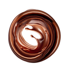 Sweet milk chocolate splash with drops, bubbles and blots. Melting liquid fluid crown drops. Isolated on white background .chocolate splashes. Milkshake and melted choco. Realistic