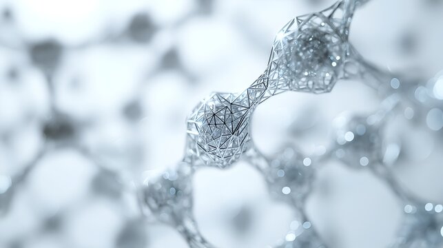 Silver Network Mesh Futuristic Wireframe Structure for Tech and Science Designs.