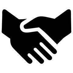 Professional Handshake Black Vector Icon for Business Agreements, Partnership Contracts, and Corporate Website Elements on Transparent Background