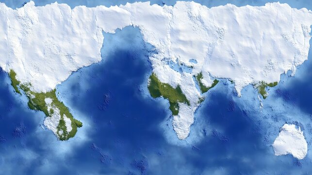 Global ice age simulation of Earth's geography.