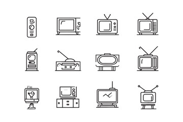 Minimalist Television Icon Line Art Style