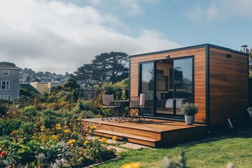 Modern Wood Studio with Garden and Deck