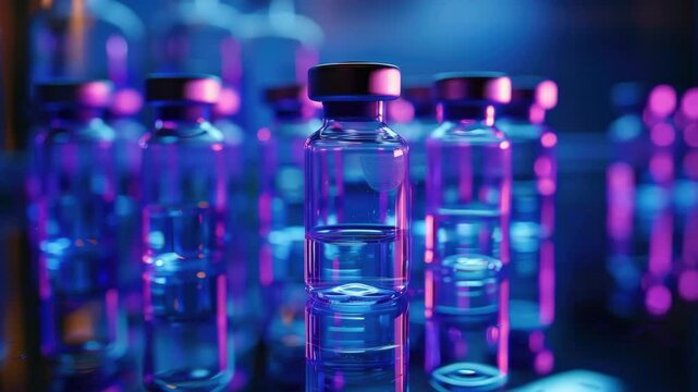 Multiple syringes containing purified liquid, likely used for vaccine or medical research purposes.