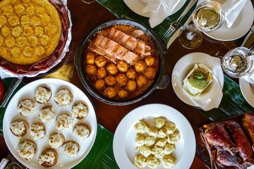 Festive Noche Buena Table Spread with Traditional Holiday Dishes