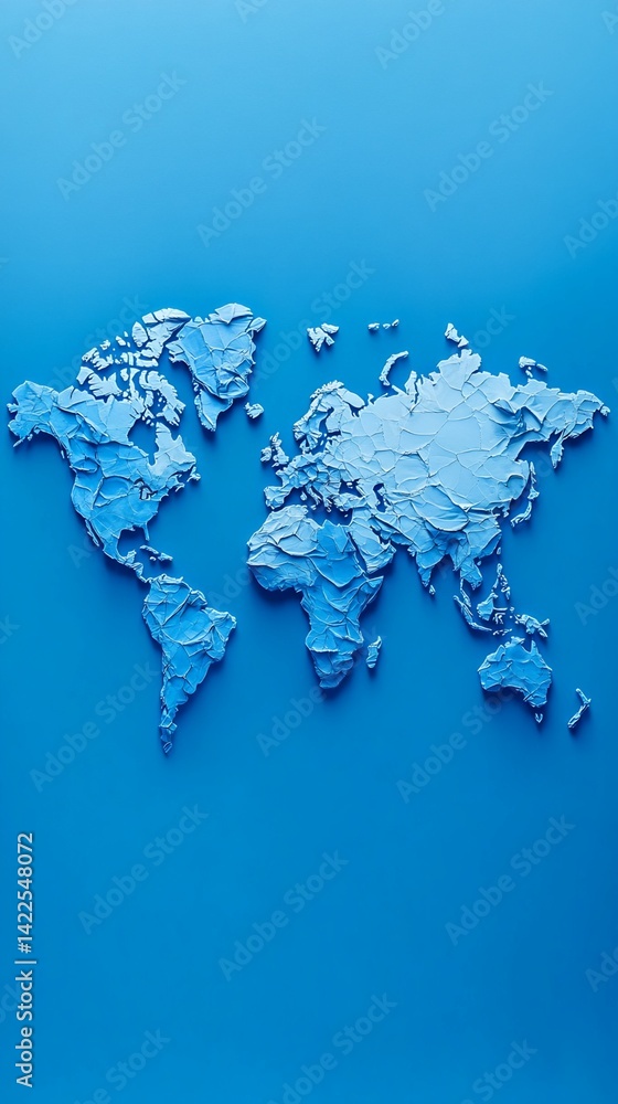 Poster three-dimensional craquelure world map