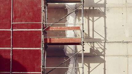 Scaffolding Structure Against a Building Wall