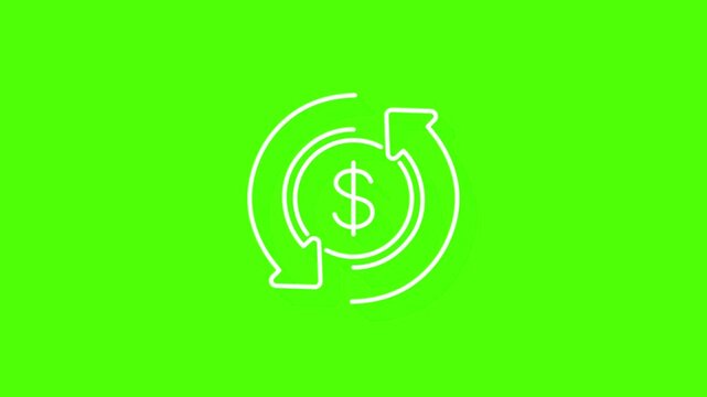 Animated Arrow and Dollar Icon | Economic Growth and Money Concept on green screen