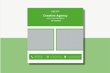 post for social media ad. Instagram template post. web banner ads for agency promotion .design with white and green
