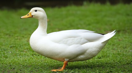 Fototapeta premium White Duck on Green Grass