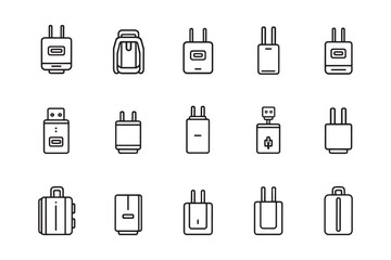 Fototapeta premium Travel Adapter Icon Simple 2D Line