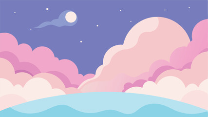 Dreamy Landscape with Floating Clouds and Soft Grass