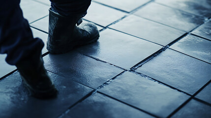 Obraz premium Person Walking on Tiled Floor