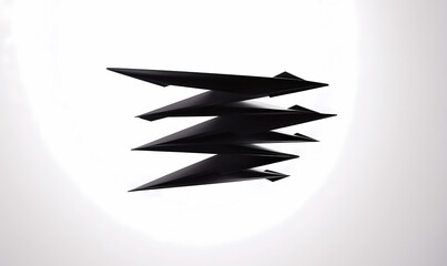 Stack of folded paper planes silhouette in 2D design conveys minimalistic creativity and flight concept