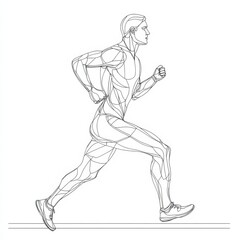Fototapeta premium athlete young man sportman running health activity lifestyle one line art design vector -