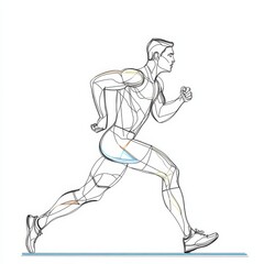 Fototapeta premium athlete young man sportman running health activity lifestyle one line art design vector -