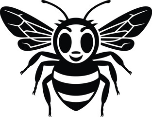 Bee Silhouette Set | Insect Vector Icons in Black Honey Bee Outline Clipart | Flying Bee Silhouettes