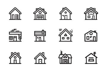 Fototapeta premium Vacation House Icon Minimalist 2D Line Design