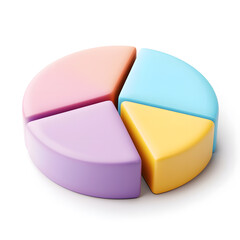 Obraz premium Pastel-Colored Pie Chart: Four Slices, Matte Finish, 3D Rendered.