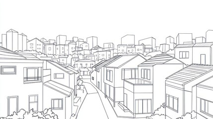 Fototapeta premium Urban Sketch Residential Neighborhoods, Architecture, Planning