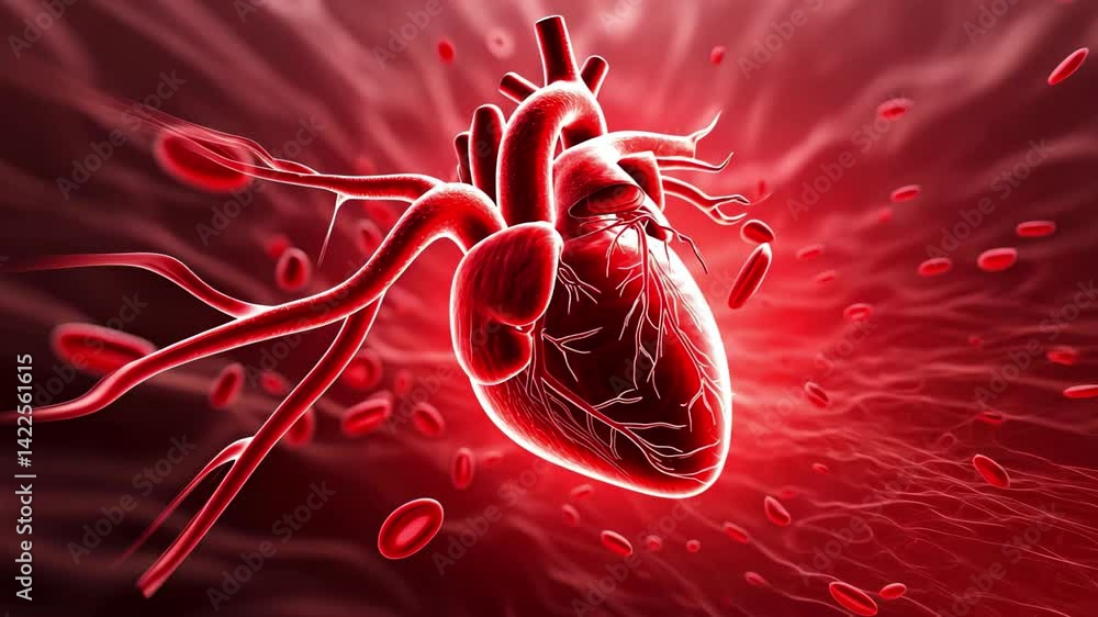 Aufkleber dynamic 4k animation of a human heart pulsating with blood flow, showcasing intricate details of ana