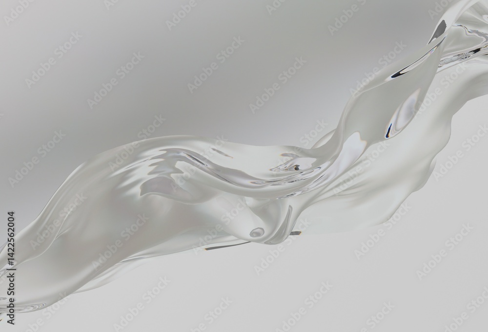 Aufkleber elegant 3d illustration of a flowing, silky, translucent fabric on a light background. the soft, smo