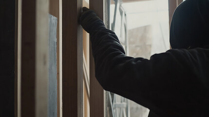 Person Installing Insulation in a Wall