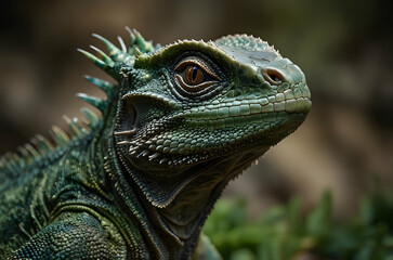 Fototapeta premium Isolated Chinese Water Dragon with Unique Features and Vibrant Skin