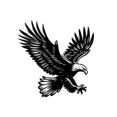 bald eagle bird silhouette spread wings vector	