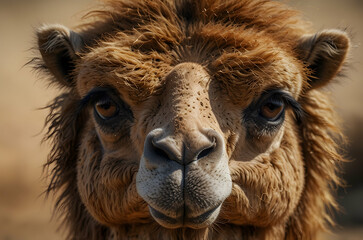 Close-up of Dromedary Camel with Distinctive Hump and Long Eyelashes