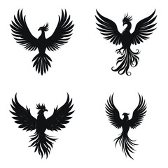 Four Majestic Phoenix Silhouettes for Design Inspiration