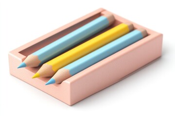 Obraz premium Pastel Colored Pencils in a Soft Pink Case for Creative and Artistic Projects
