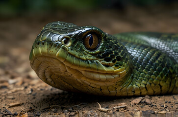 Naklejka premium Green Anaconda with Thick Scales and Powerful Features