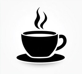 Obraz premium Steaming Coffee Cup: Simple Black Silhouette Illustration