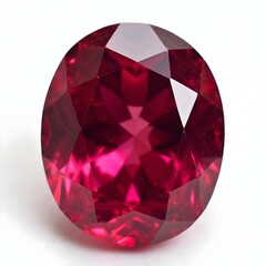 Shiny red ruby captured in close-up on a neutral solid base

