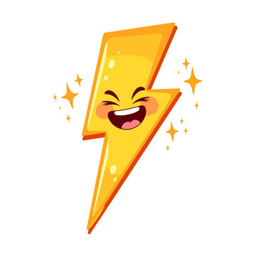 Smiling lightning bolt vector with sparkles, cheerful design concept