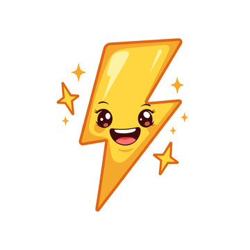 Cheerful lightning bolt vector, bright icon showcasing energy concept