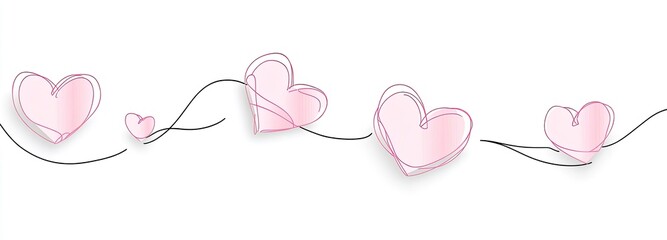Delicate Pink Hearts: A Gentle Line Art Design