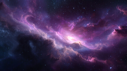 Dreamy Purple Galaxy with Luminous Nebulae, Space photography, Universe, Nebulae, Space photography, Universe
