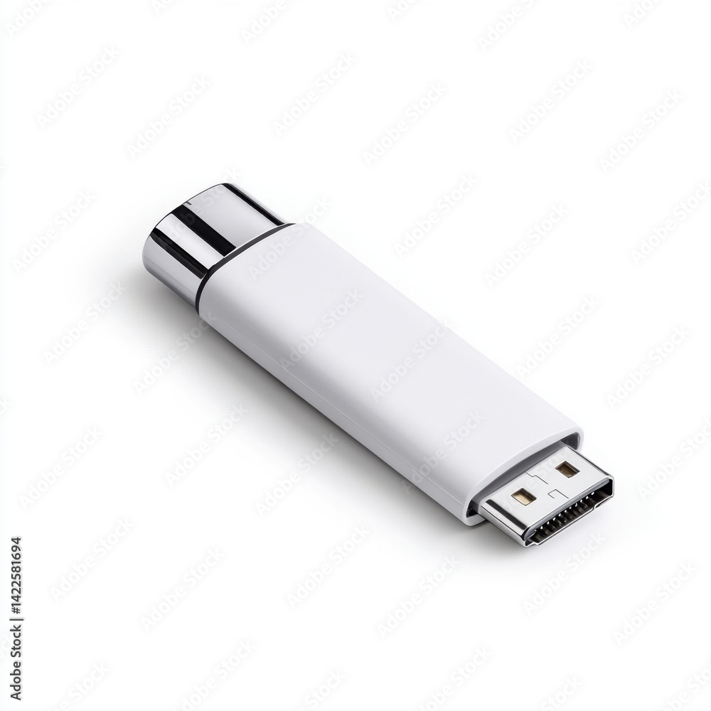 Aufkleber modern white usb flash drive with metallic finish and unique design for data storage and file transf