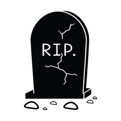 Gravestone with RIP and Cracks Silhouette