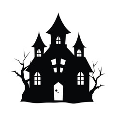 Haunted Mansion with Window Silhouette