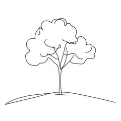 Continuous one line drawing of eco green tree with bush for garden icon. Natural ecology park logo hand drawn minimalist concept 