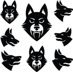 Dog Head Silhouette Vector | Pet Face Clipart Set Minimal Dog Face Outline | Puppy Head Icon Collection