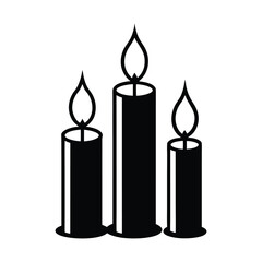 Candles Silhouette on White Background