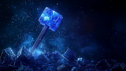 Powerful blue crystal hammer erupts from icy blocks