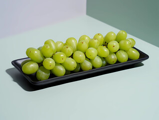 Green Grapes on Rectangular Plate, Studio Shot