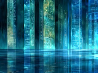 Futuristic digital display room