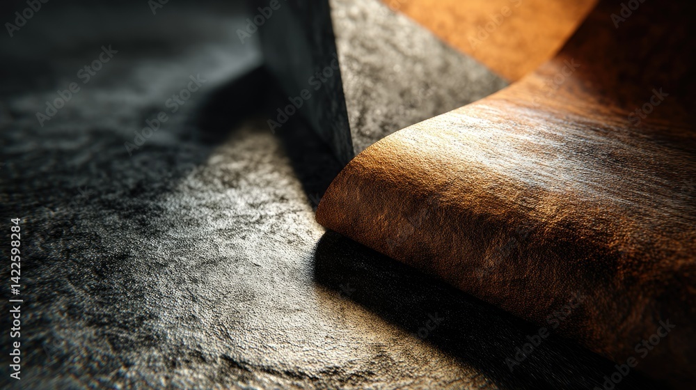 Poster abstract metallic surface composition with textural contrast and shadow play