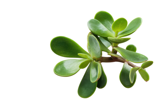 Jade Plant's Emerald Embrace: A close-up of succulent leaves, glistening with life against a stark black canvas, showcasing nature's resilient beauty and botanical artistry.